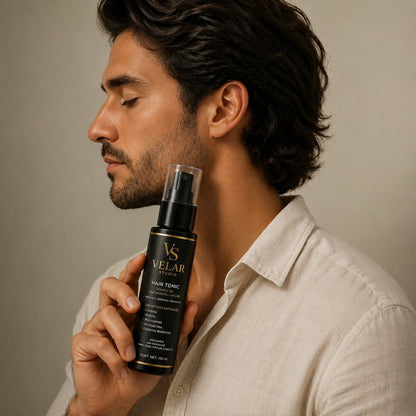 Velar Studio Hair Tonic en uso